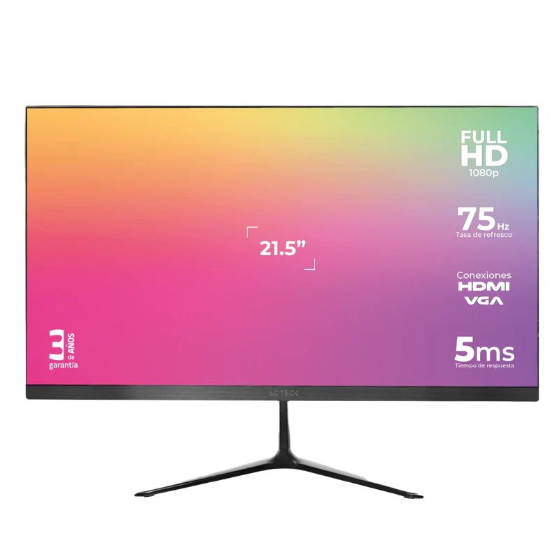 Monitor Acteck Captive Vivid Sp215 / 21.5 Pulgadas / Plano / Full Hd / 75 Hz / 5 Ms / Vga Hdmi Dc / Panel Va / Fino Bizel / 3 AÑos De Garantia / Negro / Ac-933858