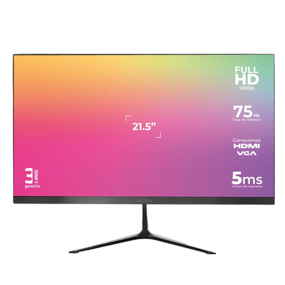Monitor Acteck Captive Vivid Sp215 / 21.5 Pulgadas / Plano / Full Hd / 75 Hz / 5 Ms / Vga Hdmi Dc / Panel Va / Fino Bizel / 3 AÑos De Garantia / Negro / Ac-933858