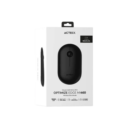Mouse Acteck Optimize Edge Mi460 / Inalambrico / Receptor Usb / Laser / Click Silencioso / 1500 Dpi / Negro / Ac-934091