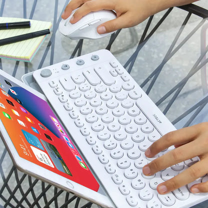 Teclado Acteck Uny Comp Ti685 / Inalambrico / Dual / Multidispositivo / Tkl / EspaÑol / 88 Teclas / Blanco  / Ac-934190