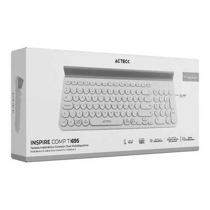 Teclado Acteck Inspire Comp Ti695 / Inalambrico / Dual / Multidispositivo / EspaÑol / 97 Teclas / Blanco  / Ac-934213