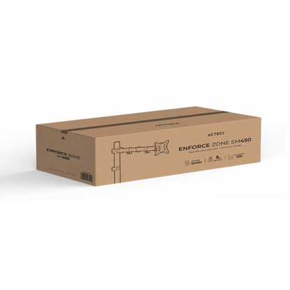 Soporte Acteck Enforce Zone Sm450 / Para Monitor - Television / Fijacion A Escritorio Por Prensa Mecanica /  Atornillado / Vesa / Max 9 Kg / Rotacion 180° / Inclinacion / Metal / Negro / Ac-934596