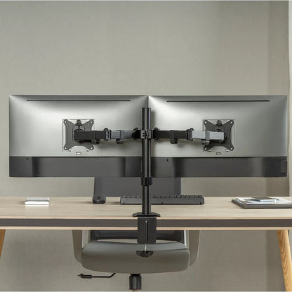 Soporte Doble Para Monitor Acteck Enforce Zone Sm490 / Soporte Vesa  / Fijacion Por Prensa Mecanica / Max 9 Kg Por Brazo / Atornillado / Rotacion 180° / Inclinacion 45° / Negro / Ac-934602