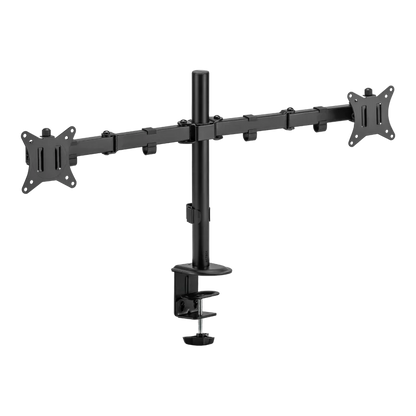 Soporte Doble Para Monitor Acteck Enforce Zone Sm490 / Soporte Vesa  / Fijacion Por Prensa Mecanica / Max 9 Kg Por Brazo / Atornillado / Rotacion 180° / Inclinacion 45° / Negro / Ac-934602