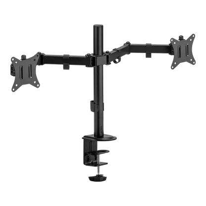 Soporte Doble Para Monitor Acteck Enforce Zone Sm490 / Soporte Vesa  / Fijacion Por Prensa Mecanica / Max 9 Kg Por Brazo / Atornillado / Rotacion 180° / Inclinacion 45° / Negro / Ac-934602