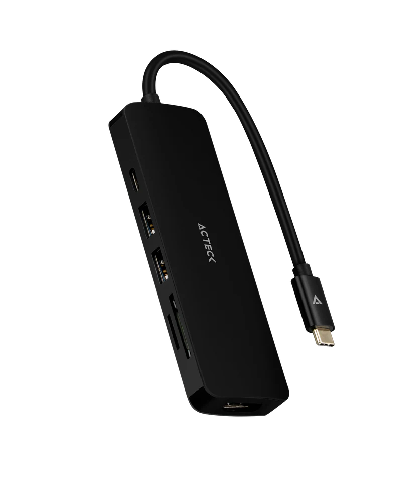 Hub Acteck Gate 6 Dh660 / Usb C / 5 Puertos / Usb C - 2x Usb A - Lector De Memorias - Hdmi / 15 Cm / Negro / Ac-934619