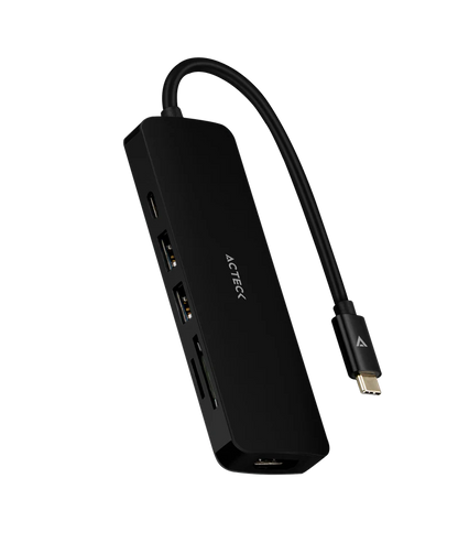 Hub Acteck Gate 6 Dh660 / Usb C / 5 Puertos / Usb C - 2x Usb A - Lector De Memorias - Hdmi / 15 Cm / Negro / Ac-934619