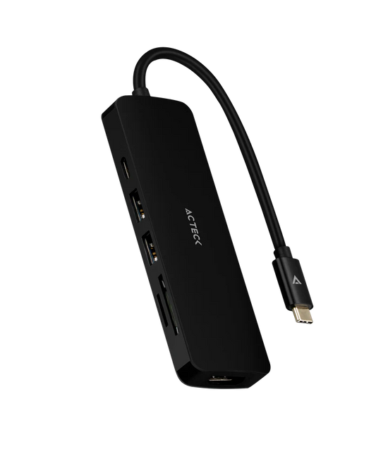Hub Acteck Gate 6 Dh660 / Usb C / 5 Puertos / Usb C - 2x Usb A - Lector De Memorias - Hdmi / 15 Cm / Negro / Ac-934619