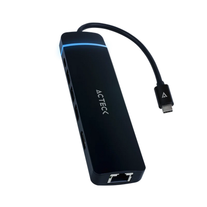 Hub Acteck Gate 8 Dh675 / Usb C / 7 Puertos / Usb C - 3x Usb A - Hdmi - Rj45 - Lector Sd/tf / 15 Cm / Negro / Ac-934626