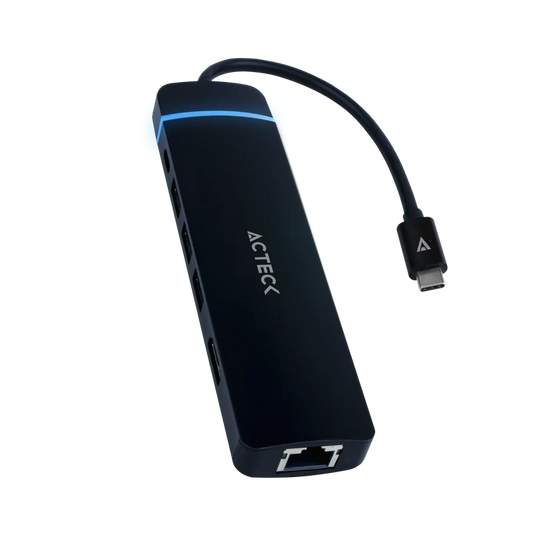 Hub Acteck Gate 8 Dh675 / Usb C / 7 Puertos / Usb C - 3x Usb A - Hdmi - Rj45 - Lector Sd/tf / 15 Cm / Negro / Ac-934626
