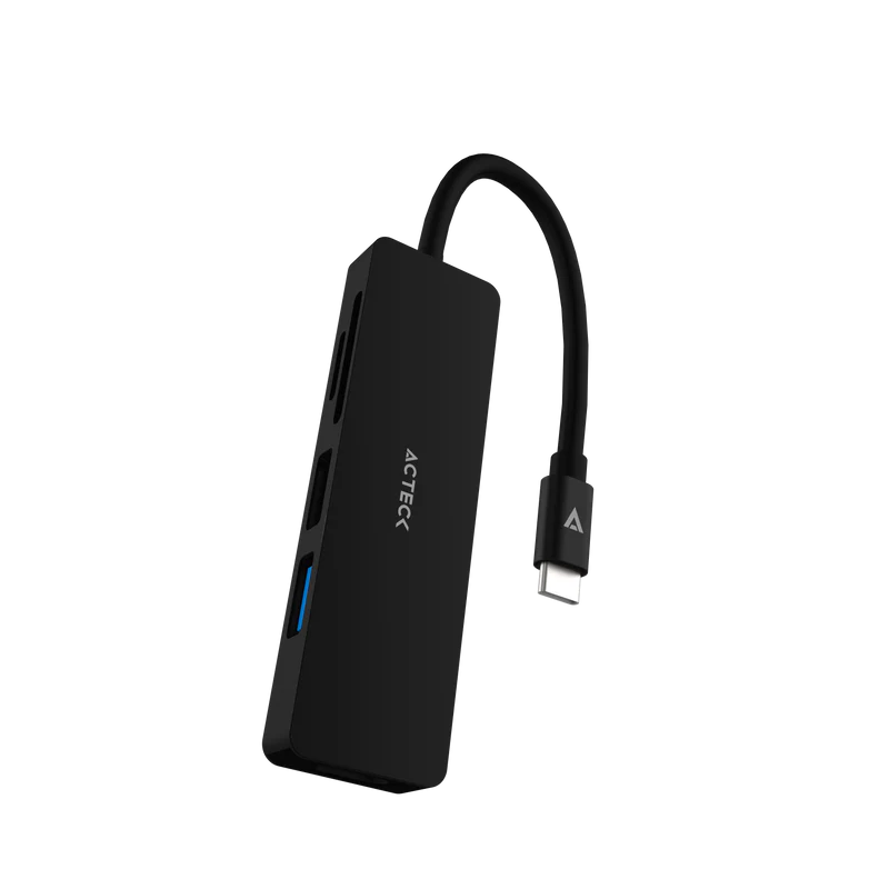 Hub Acteck Gate 5 Dh640 / Usb C / 4 Puertos / Usb A - Hdmi - Lector De Memorias / 10 Cm / Negro / Ac-934633