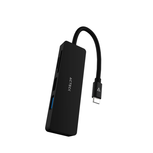 Hub Acteck Gate 5 Dh640 / Usb C / 4 Puertos / Usb A - Hdmi - Lector De Memorias / 10 Cm / Negro / Ac-934633