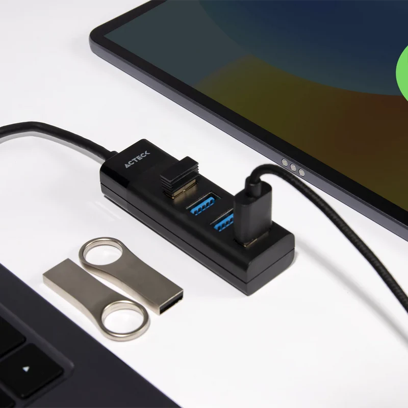 Hub Acteck Port X 3 Dh425 / Usb A / 4 Puertos Usb 3.0 / 30 Cm / Negro / Ac-934664