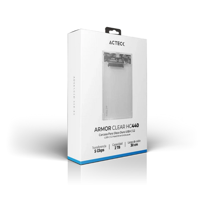 Carcasa Case Enclosure Para Disco Duro Acteck Armor Clear Hc440 / Ssd 2.5 / Conexion Usb C / Sata / Transparente / Ac-934695