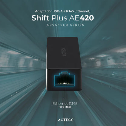 Adaptador Acteck Shift Plus Ae420 / Rj45 (ethernet) A Usb A / 100 Mbps / Negro / Ac-934732