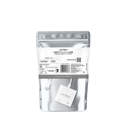 Adaptador Acteck Shift Plus Aa415 / Usb C - 2x Usb C / Audio - Tipo C Dp / Android - Ios / Blanco / Ac-939768