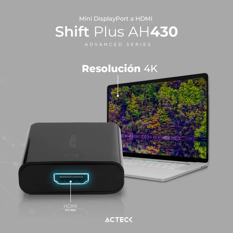 Adaptador Acteck Shift Plus Ah430 / Mini Displayport - Hdmi / 4k / 20 Cm / Negro / Ac-934770
