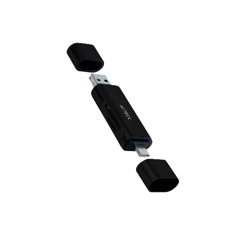 Lector De Memoria Dual Acteck / Usb A - Usb C / Micro Sd/tf / Negro / Ac-934824