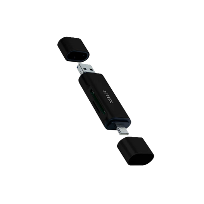 Lector De Memoria Dual Acteck / Usb A - Usb C / Micro Sd/tf / Negro / Ac-934824