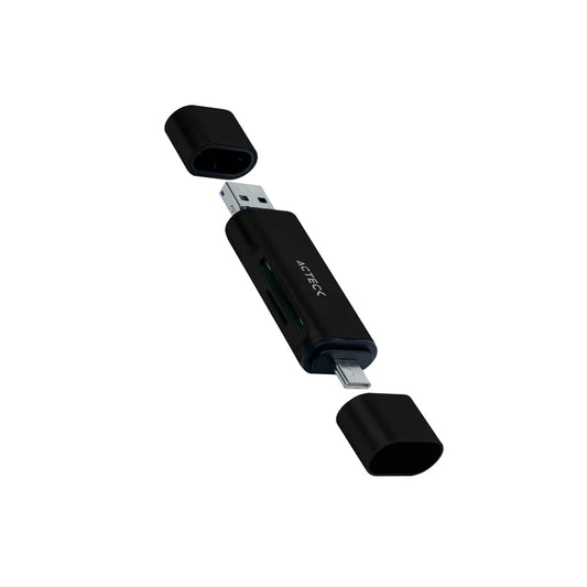 Lector De Memoria Dual Acteck / Usb A - Usb C / Micro Sd/tf / Negro / Ac-934824