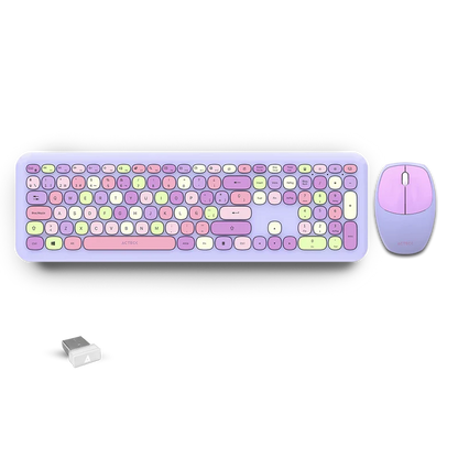 Kit 2 En 1 Teclado Y Mouse Inalambrico Creator Chic Mk47 / 110 Teclas / Membrana / Raton Optico / Usb 2.4 Ghz / 2 Botones + Scroll / Morado / Ac-935173