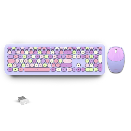 Kit 2 En 1 Teclado Y Mouse Inalambrico Creator Chic Mk47 / 110 Teclas / Membrana / Raton Optico / Usb 2.4 Ghz / 2 Botones + Scroll / Morado / Ac-935173