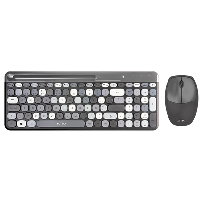 Kit Acteck Creator Chic Mk470 / Teclado Y Mouse / Inalambrico / Receptor Usb / EspaÑol / Ranura Para Dispositivos / Multifuncion / 110 Teclas / Optico / 1600 Dpi / Negro Con Gris / Ac-935180