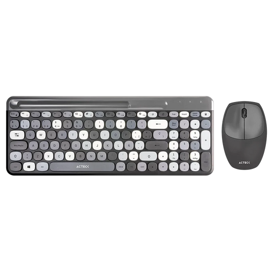 Kit Acteck Creator Chic Mk470 / Teclado Y Mouse / Inalambrico / Receptor Usb / EspaÑol / Ranura Para Dispositivos / Multifuncion / 110 Teclas / Optico / 1600 Dpi / Negro Con Gris / Ac-935180