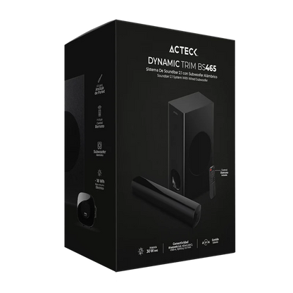 Barra De Sonido Acteck Dynamic Trim Bs465 / Subwoofer Alambrico / Bluetooth / Hdmi / Ptico / 60w / Alimentacin 110v / Negro / Ac-935234