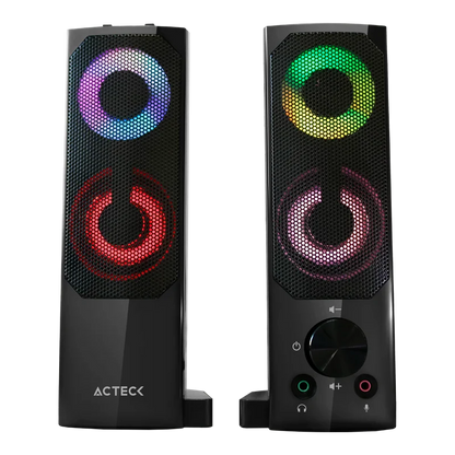 Bocinas Acteck Elant Brick As450 / Alambrica / 6 W Rms / Usb - 3.5mm / Iluminacion Led / Sonido Estereo / Negro / Ac-935258