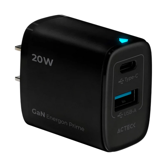 Cargador De Pared Acteck Energon Prime Cp20w / 20w / 1x Usb-c - 1x Usb A / Negro / Ac-935555