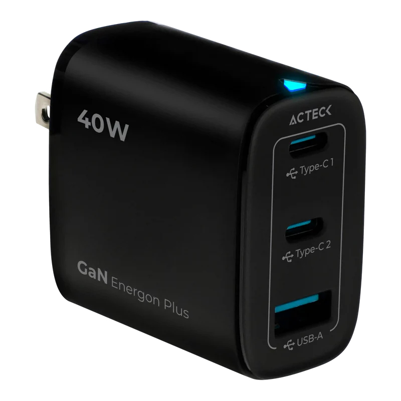 Cargador De Pared Acteck Energon Plus Cp440 / 40 W / Carga Dp / Carga Rapida / Usb C Usb A / Garantia 1 AÑo / Negro / Ac-935562