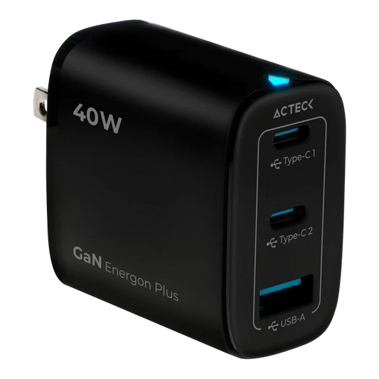 Cargador De Pared Acteck Energon Plus Cp440 / 40 W / Carga Dp / Carga Rapida / Usb C Usb A / Garantia 1 AÑo / Negro / Ac-935562