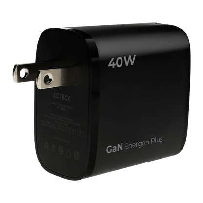 Cargador De Pared Acteck Energon Plus Cp440 / 40 W / Carga Dp / Carga Rapida / Usb C Usb A / Garantia 1 AÑo / Negro / Ac-935562