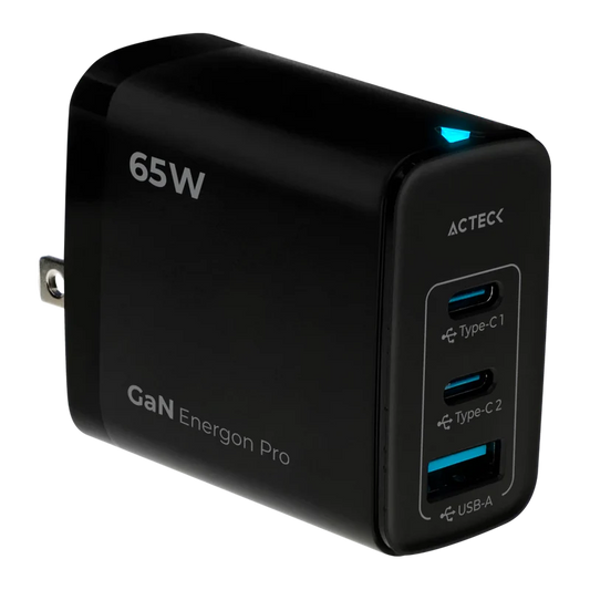 Cargador De Pared Acteck Energon Prime Cp65w / 65w / 2x Usb-c / 1x Usb A / Negro / Ac-935579