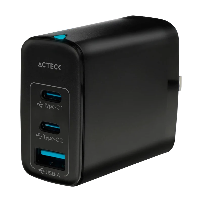 Cargador De Pared Acteck Energon Prime Cp65w / 65w / 2x Usb-c / 1x Usb A / Negro / Ac-935579