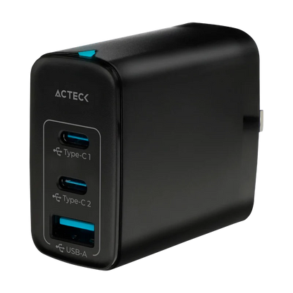 Cargador De Pared Acteck Energon Prime Cp65w / 65w / 2x Usb-c / 1x Usb A / Negro / Ac-935579