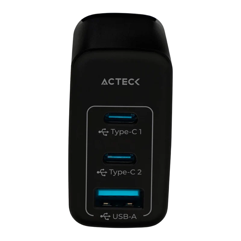 Cargador De Pared Acteck Energon Prime Cp65w / 65w / 2x Usb-c / 1x Usb A / Negro / Ac-935579