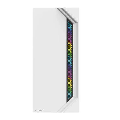 Gabinete Acteck Viken Gm434 / Media Torre / Micro Atx, Mini Itx / Fuente 500w / Iluminacion Rgb / Panel Cristal Templado, Metal / Blanco / Ac-935708