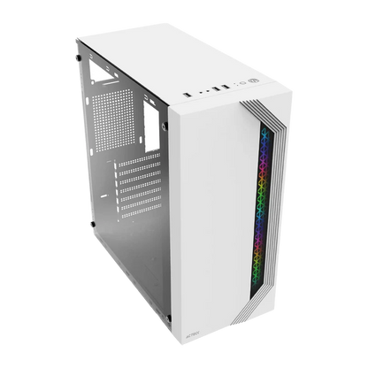 Gabinete Acteck Viken Gm434 / Media Torre / Micro Atx, Mini Itx / Fuente 500w / Iluminacion Rgb / Panel Cristal Templado, Metal / Blanco / Ac-935708