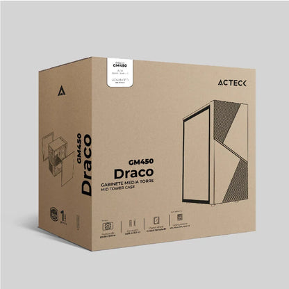 Gabinete Acteck Draco Gm450 / Media Torre / Atx, Micro Atx, Mini Itx / Fuente 500w / Panel Cristal Templado, Metal / Negro / Ac-935715