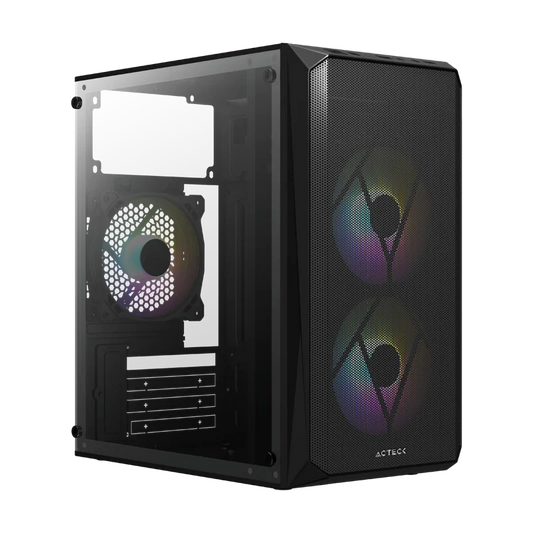 Gabinete Acteck Doom Gi630 / Micro Torre / Micro Atx, Mini Itx / Fuente 500w / Ventilador Rgb / Panel Acrilico, Metal / Negro / Ac-935739
