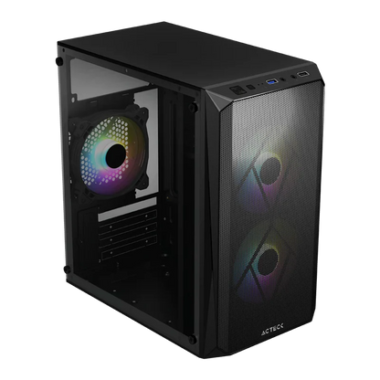 Gabinete Acteck Doom Gi630 / Micro Torre / Micro Atx, Mini Itx / Fuente 500w / Ventilador Rgb / Panel Acrilico, Metal / Negro / Ac-935739