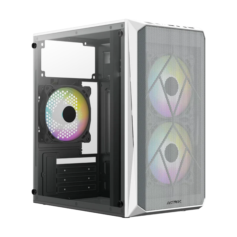 Gabinete Acteck Doom Gi630 / Mini Torre / Micro Atx - Mini Itx / Fuente De Poder 500w / Panel Acrilico / 3 Ventiladores Frgb Incluidos / Blanco / Ac-935746