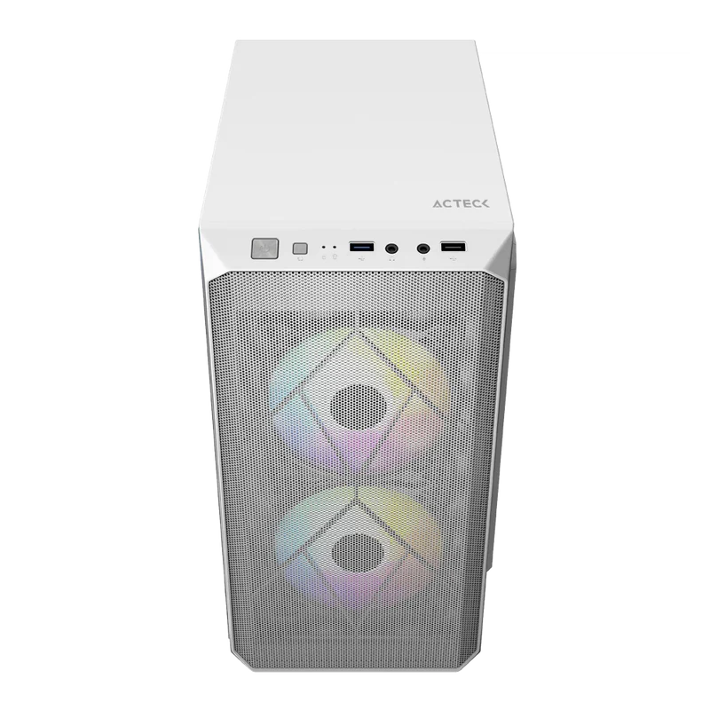 Gabinete Acteck Doom Gi630 / Mini Torre / Micro Atx - Mini Itx / Fuente De Poder 500w / Panel Acrilico / 3 Ventiladores Frgb Incluidos / Blanco / Ac-935746