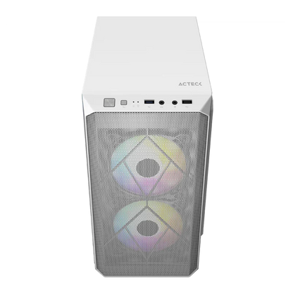 Gabinete Acteck Doom Gi630 / Mini Torre / Micro Atx - Mini Itx / Fuente De Poder 500w / Panel Acrilico / 3 Ventiladores Frgb Incluidos / Blanco / Ac-935746