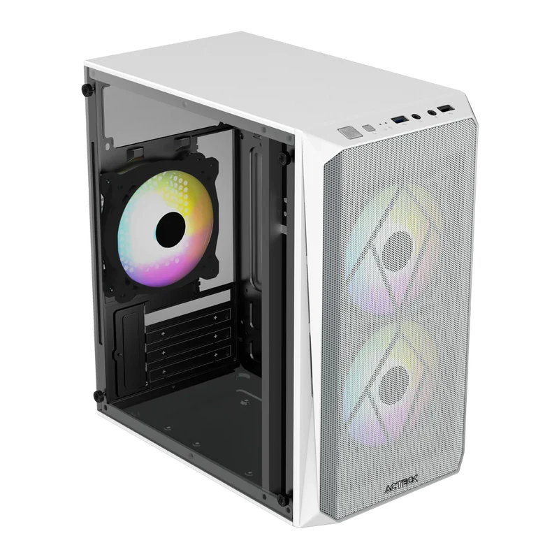 Gabinete Acteck Doom Gi630 / Mini Torre / Micro Atx - Mini Itx / Fuente De Poder 500w / Panel Acrilico / 3 Ventiladores Frgb Incluidos / Blanco / Ac-935746