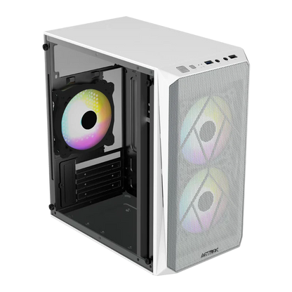 Gabinete Acteck Doom Gi630 / Mini Torre / Micro Atx - Mini Itx / Fuente De Poder 500w / Panel Acrilico / 3 Ventiladores Frgb Incluidos / Blanco / Ac-935746
