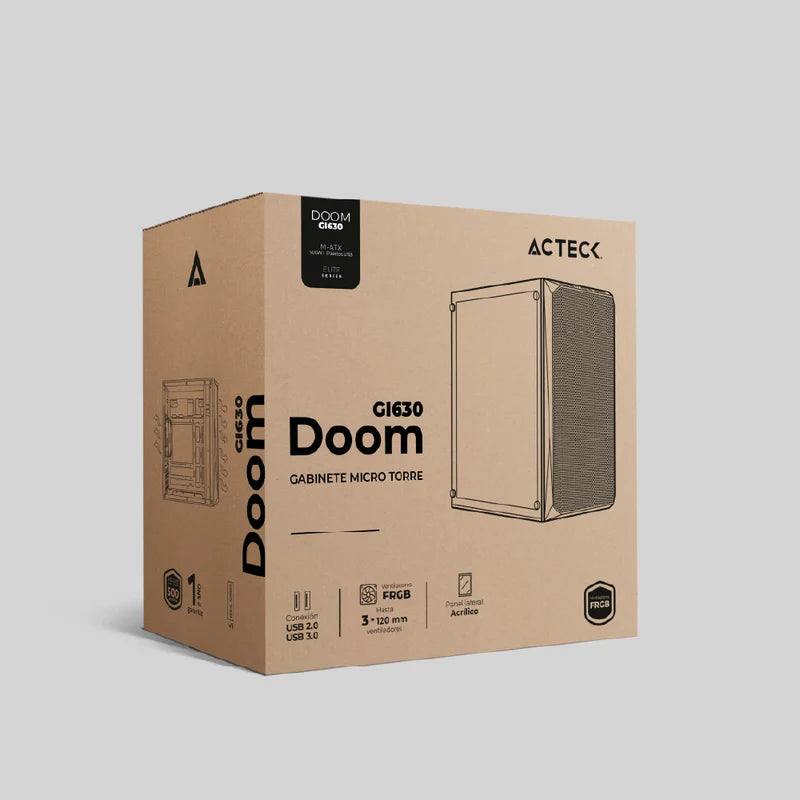 Gabinete Acteck Doom Gi630 / Mini Torre / Micro Atx - Mini Itx / Fuente De Poder 500w / Panel Acrilico / 3 Ventiladores Frgb Incluidos / Blanco / Ac-935746