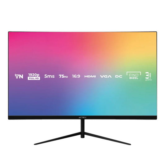 Monitor Acteck Captive Vivid Sp270 / 27 Pul / Plano / 1920p Full Hd / Flat Tn / 75 Hz / 5 Ms / Bizel Fino / Vga Hdmi Dc / Negro / Ac-935845